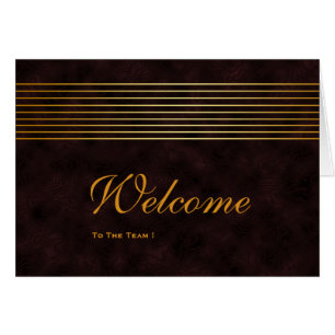 Gold Striped Sleek Wooden Welcome Card
