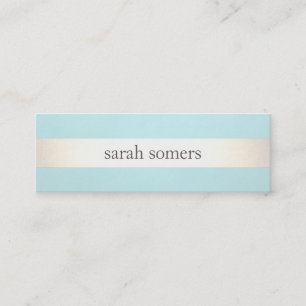 Gold Striped Turquoise Blue Beauty Salon and Spa Mini Business Card