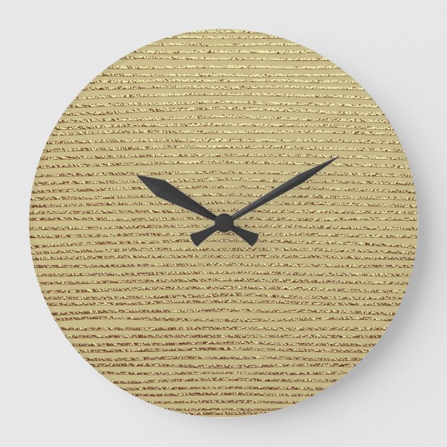 Gold Stripes: Abstract Vintage Background Large Clock (Front)