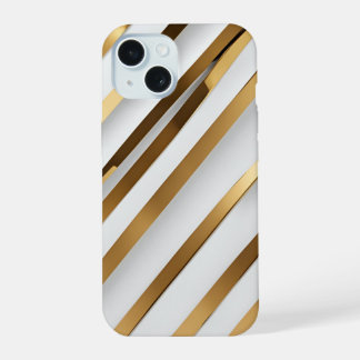 Gold Stripes Apple iPhone 15 Phone Cases