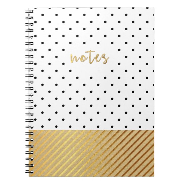 Gold Stripes Black Dots Notes Journal (Front)