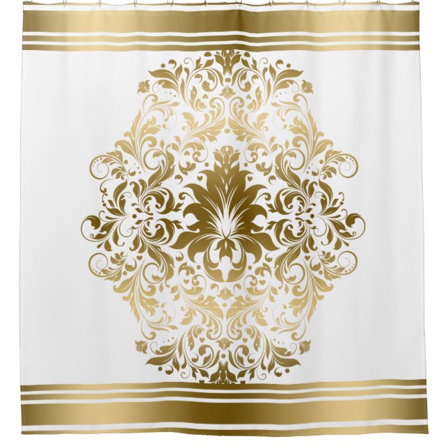 Gold Stripes Border Floral Lace ornament (Front)