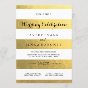Gold Stripes Elegant Wedding Invitation