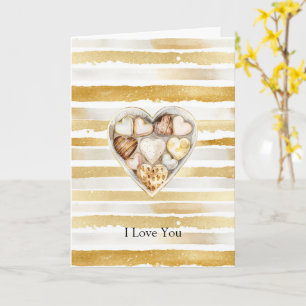 Gold Stripes Hearts Love Card