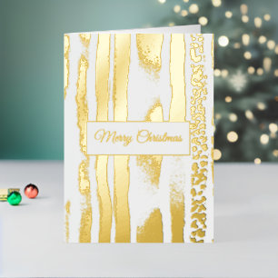 Gold Stripes Leopard Christmas Foil Holiday Card