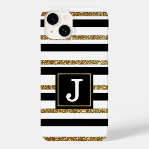Gold Stripes Monogrammed  Case-Mate iPhone 14 Case