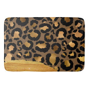 Gold Stripes on Metal Glamour Cheetah Skin Bath Mat