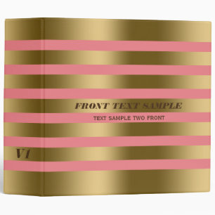 Gold Stripes Over Custom Pink Background Binder
