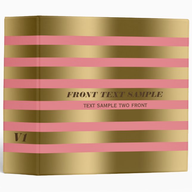 Gold Stripes Over Custom Pink Background Binder (Front/Spine)