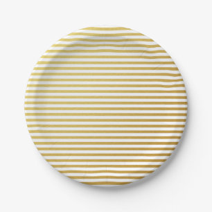 Gold Stripes Pattern Paper Plates