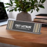 Gold Stripes Sports Jersey Name - Can EDIT Black Desk Name Plate<br><div class="desc">This sporty design is perfect for any athlete playing football,  soccer or baseball. You change the numbers to your lucky number or even a special age for a birthday celebration.</div>