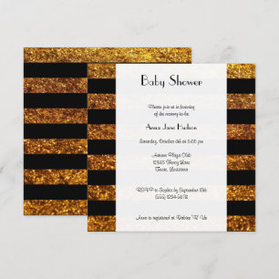 Gold Stripes, Striped Pattern, Lines, Baby Shower Invitation