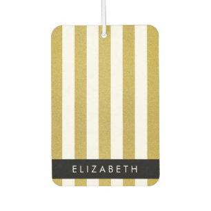 Gold Stripes, Striped Pattern, Lines, Your Name Air Freshener