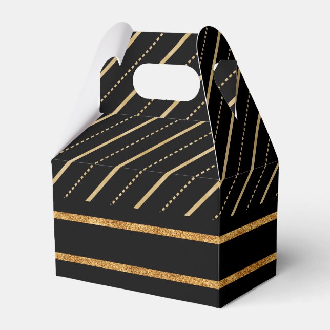 Gold Stripes w/Black Background Favor Box (Front Side)