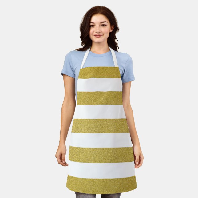 Gold Stripes, White Stripes, Striped Pattern Apron (Worn)