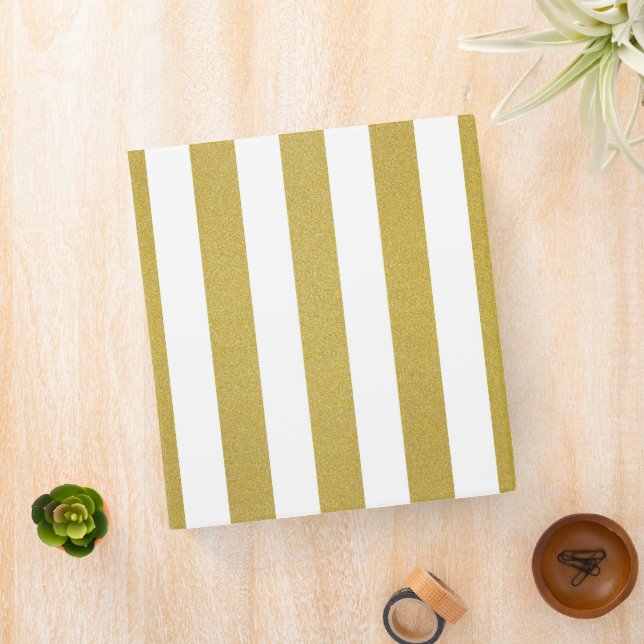Gold Stripes, White Stripes, Striped Pattern Binder (In Situ)