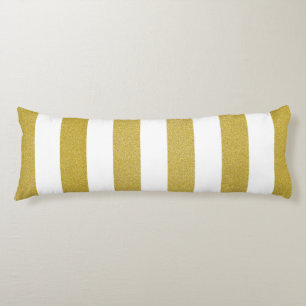 Gold Stripes, White Stripes, Striped Pattern Body Pillow