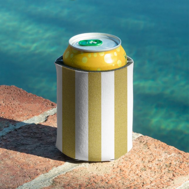 Gold Stripes, White Stripes, Striped Pattern Can Cooler (In Situ Pool)