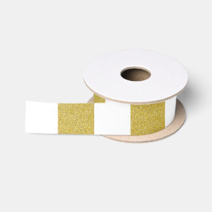 Gold Stripes, White Stripes, Striped Pattern Satin Ribbon