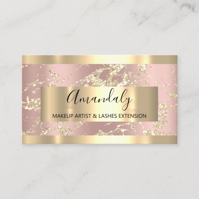 Gold Strokes Marble Beauty Shop Rose Spa Business Card (Front)