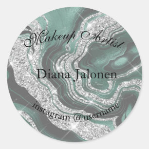 Gold Strokes Marble Beauty Shop Rose Spa Makeup Classic Round Sticker