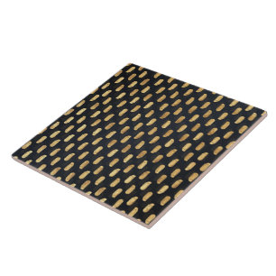 Gold Strokes Painting Grey Gradient Design Tile
