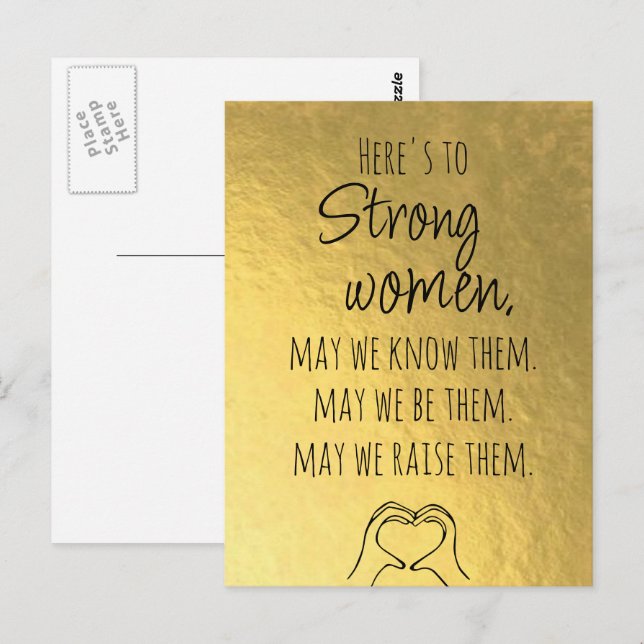 Gold Strong Women Motivational Postcard (Front/Back)
