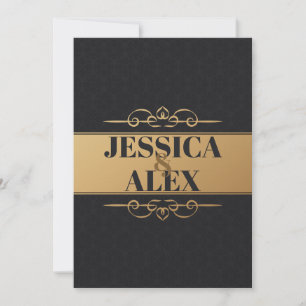 Gold Style Elements   Sleek Black Patterns  Invitation