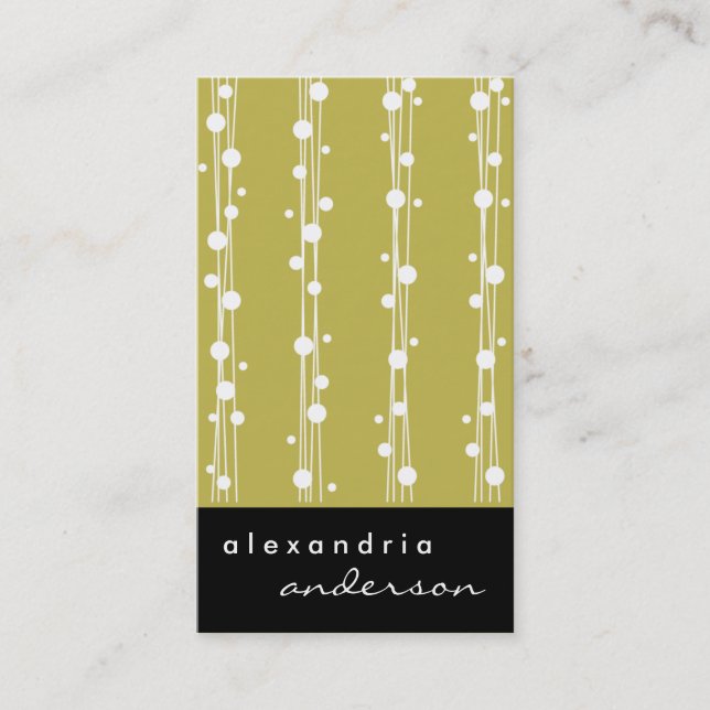 Gold Stylish Dots and Straw Business Cards (Front)