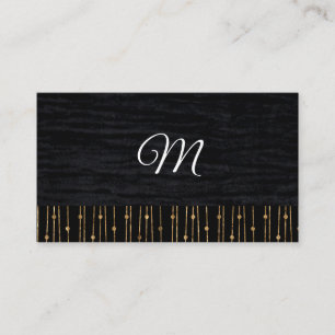 Gold Stylish Pattern   Velvet Black with Monogram Business Card