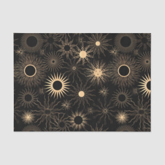 Gold stylized sun sunburst black textured tissue paper