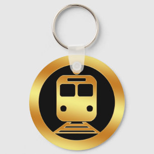 Gold Subway Train Symbol Keychain