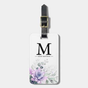 Gold Succulents Greenery Monogram Luggage Tag