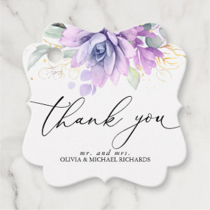 Gold Succulents Greenery Wedding Thank You Favour Favour Tags