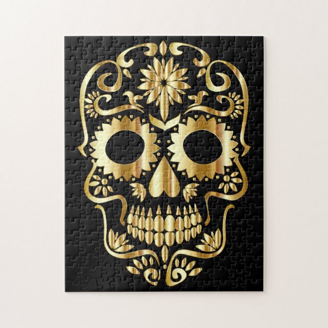 Gold Sugar Skull Puzzle (Vertical)