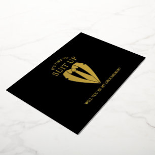 Gold Suit and Tie Personalized Groomsman Proposal