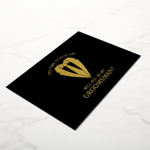 Gold Suit Personalized Groomsman Proposal