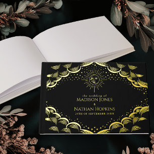 Gold Sun and Moon Tarot Card Wedding Guest Book