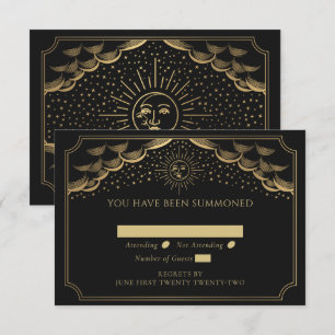 Gold Sun and Moon Tarot Card Wedding RSVP