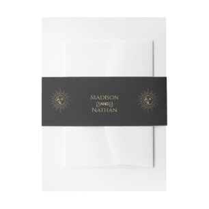 Gold Sun and Moon Tarot Wedding Invitation Belly Band