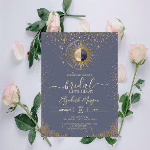 Gold Sun Celestial Stars  Bridal Shower Invitation
