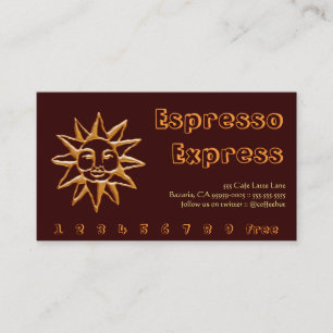 Gold Sun Coffee Drink Punch / Loyalty Card