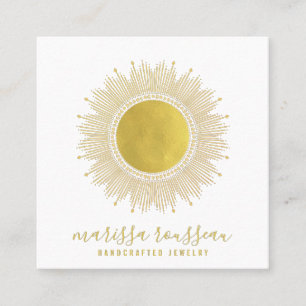 Gold Sun Faux Foil Mandala Black Jewelry Designer  Square Business Card