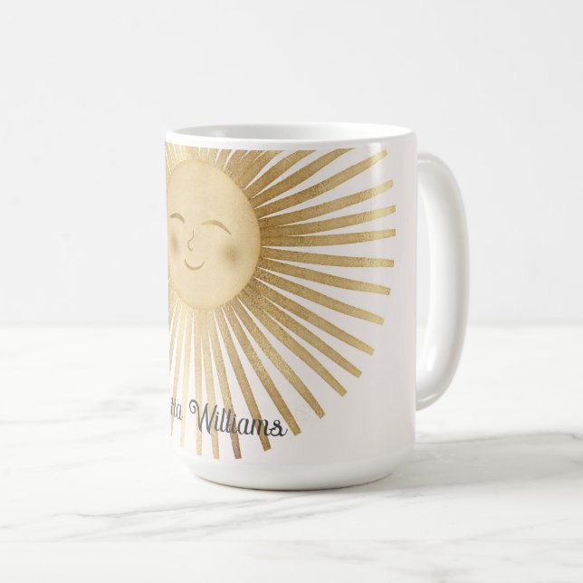 Gold Sun Happy Sunshine Coffee Mug (Front Right)