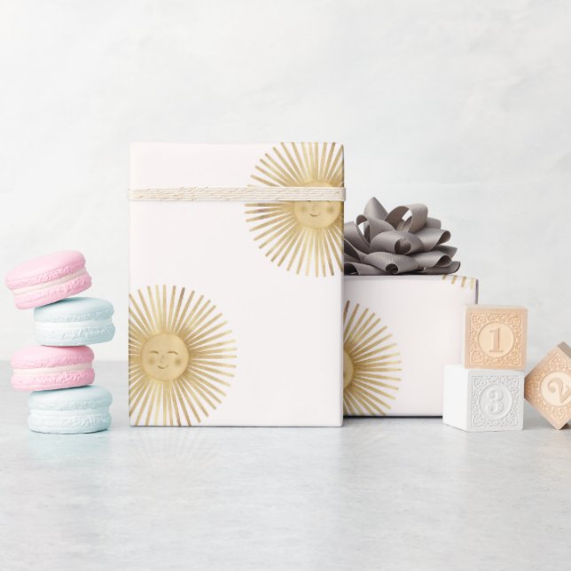 Gold Sun Happy Sunshine Wrapping Paper (Baby Shower)