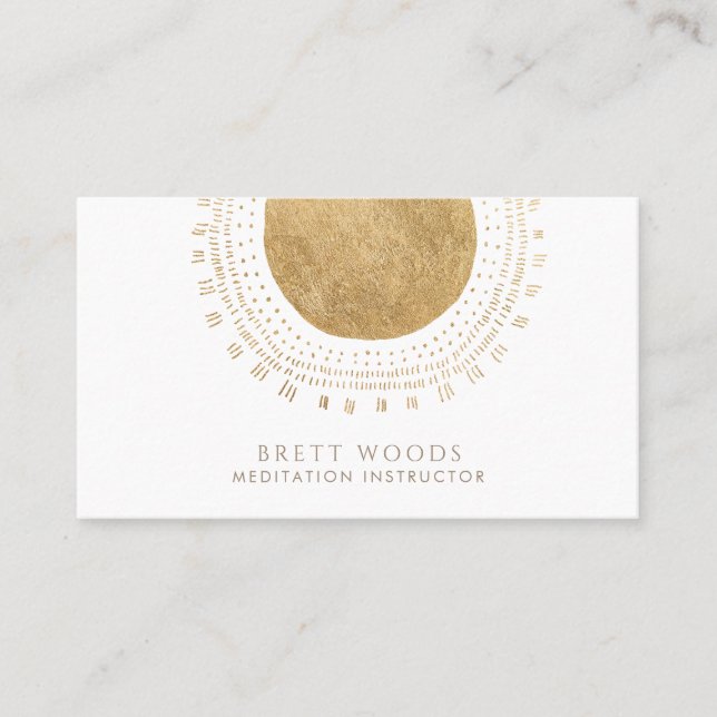Gold Sun Meditation Instructor Business Card (Front)