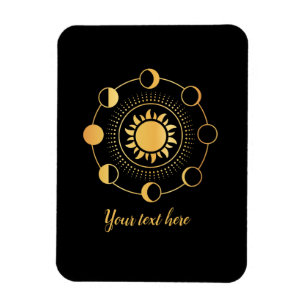 Gold Sun & Moon Phases Customizable Magnet