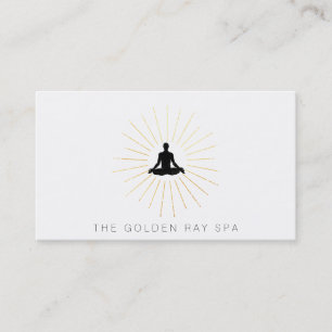 *~* Gold Sun Rays Man Meditation Lotus Pose Business Card