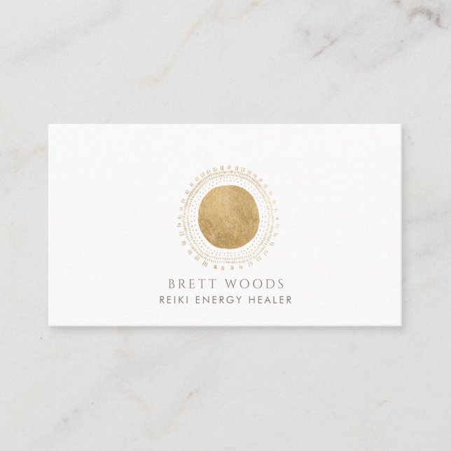 Gold Sun Reiki Energy Healer Business Card (Front)