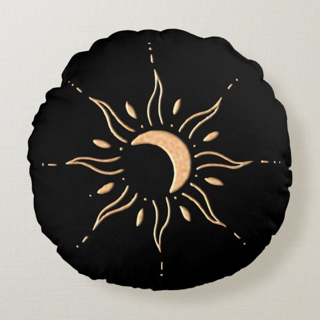 Gold Sun  Round Pillow (Front)